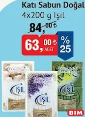 IŞIL KATI SABUN DOĞAL 4X200 G IŞIL KATI SABUN DOĞAL 4X200 G